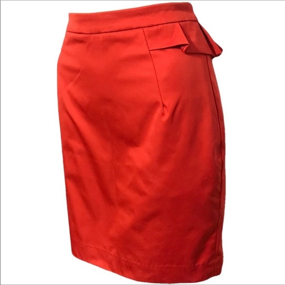 NEW H&M Peplum Ruffle Pencil Skirt Red 8 - Picture 2 of 4